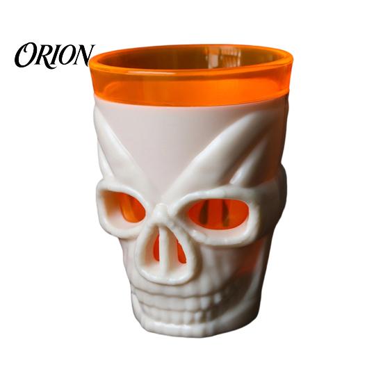 Halloween Themed Drinkware Glowing Skull Goblet, LED Light Up Candle Holder for Scary Night Cup Party, Spooky Decor Bar Table, Haunted House Prop