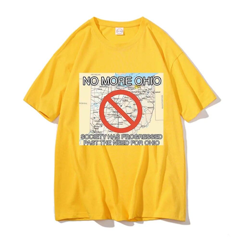 

Общество Огайо больше не продвинулось вперед от потребности в футболке Огайо. Забавная свободная футболка унисекс. Женская мода унисекс, футболки большого размера. 4XL