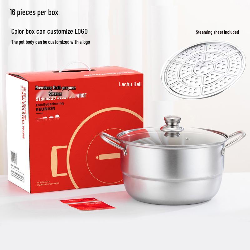 Двухъярусная разъемная пароварка и кастрюля из нержавеющей стали для приготовления пищи 28cm