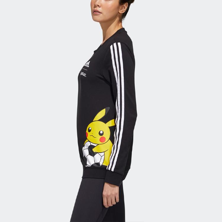 Adidas X Pokemon Logo Print Training Sweatshirt Women Sweatshirt Black GD5864