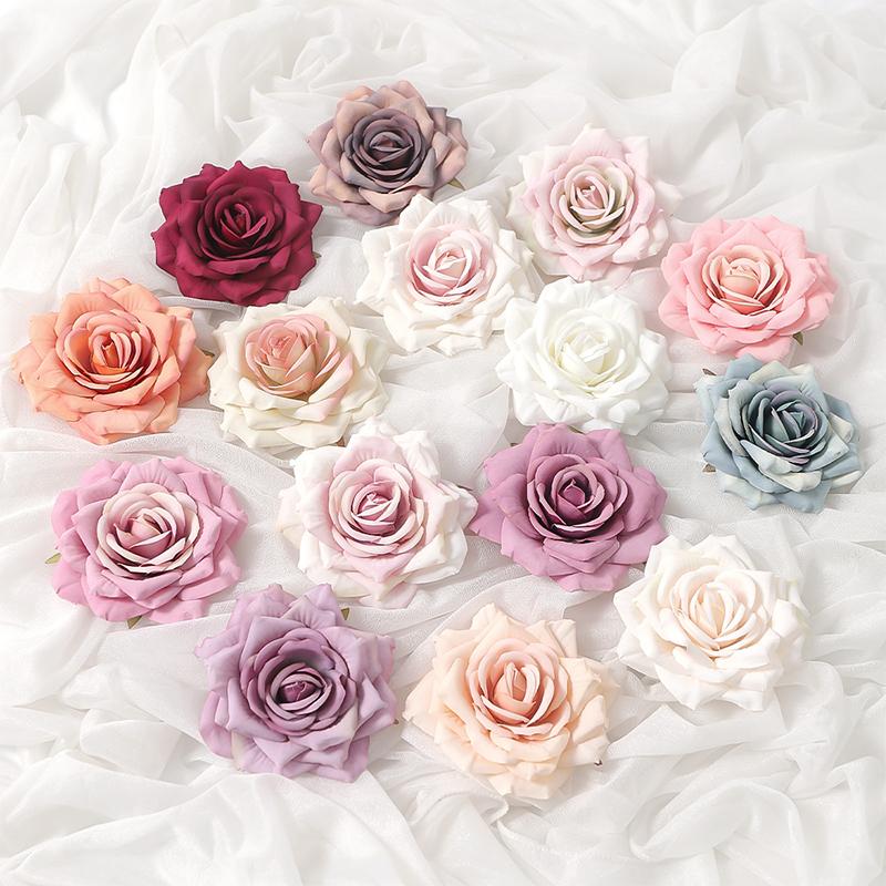 

3/5Pcs 10cm Roses Artificial Flower Home Room Decoration Christmas Wreaths Wedding Bridal Accessories Flower Wall Supplies 3Pcs