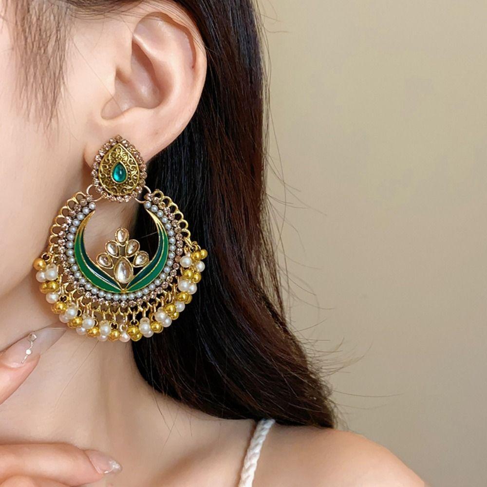 Pendientes de Gancho Piercing Borla Gota de Agua Borla de Cuentas Pendientes de Borla Exagerados Hipster