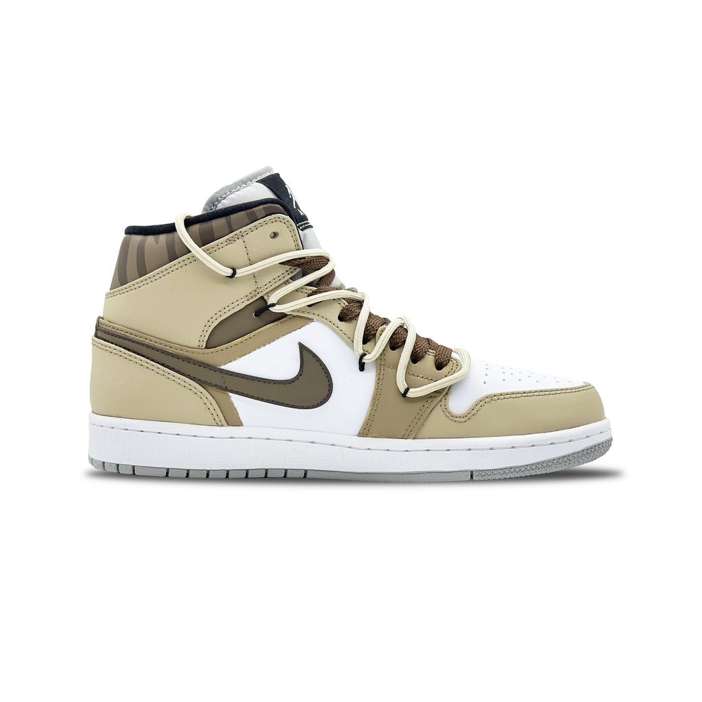 Jordan Air Jordan 1 Bear Fun Wander Slip Resistant Abrasion Resistant Mid Top Vintage Basketball Shoes Men's Coffee 554724-092(Team617-)