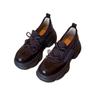 Cowhide Version~ Bow Casual Small Leather Shoes Platform Loafers Women's One-pedal Shoes Sports Shoes Thick Heel Single Shoes