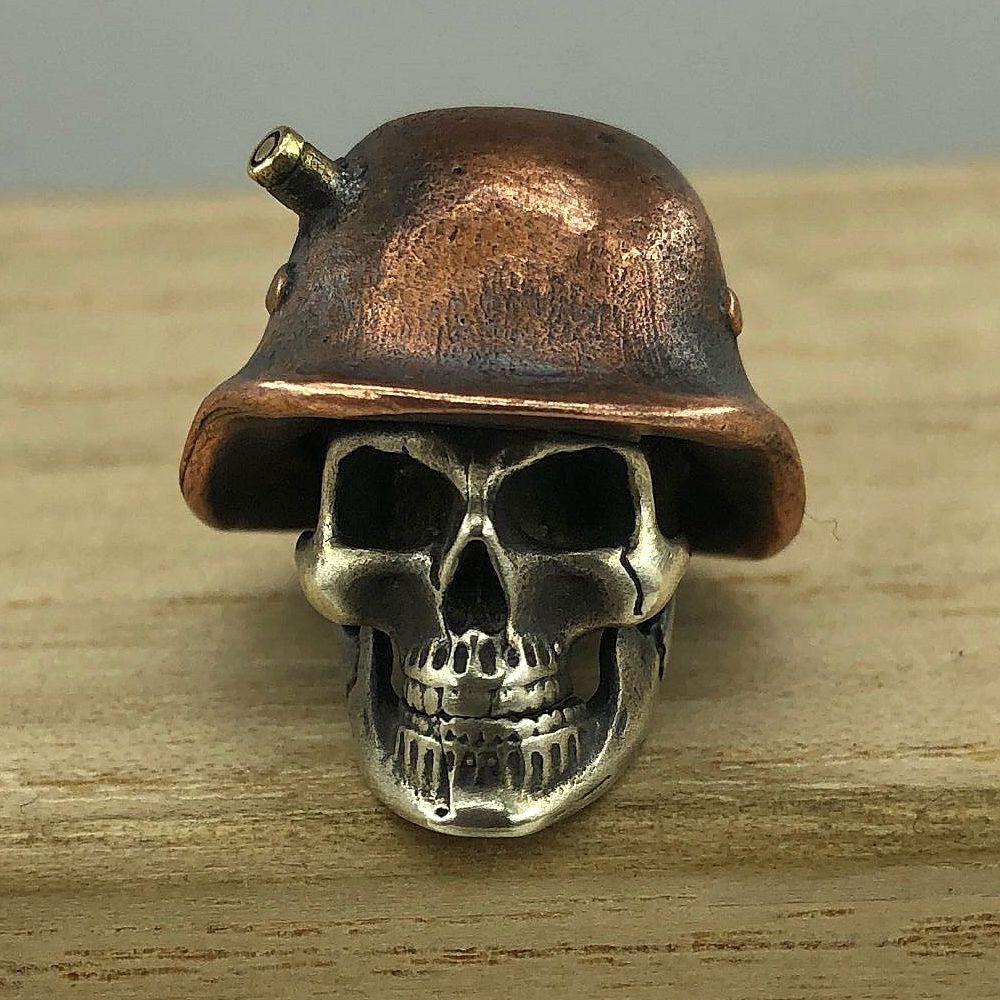 Skull Helmet Bullet Vintage Brass Knife Beads EDC Outdoor Pocket Tools Bead Pendant