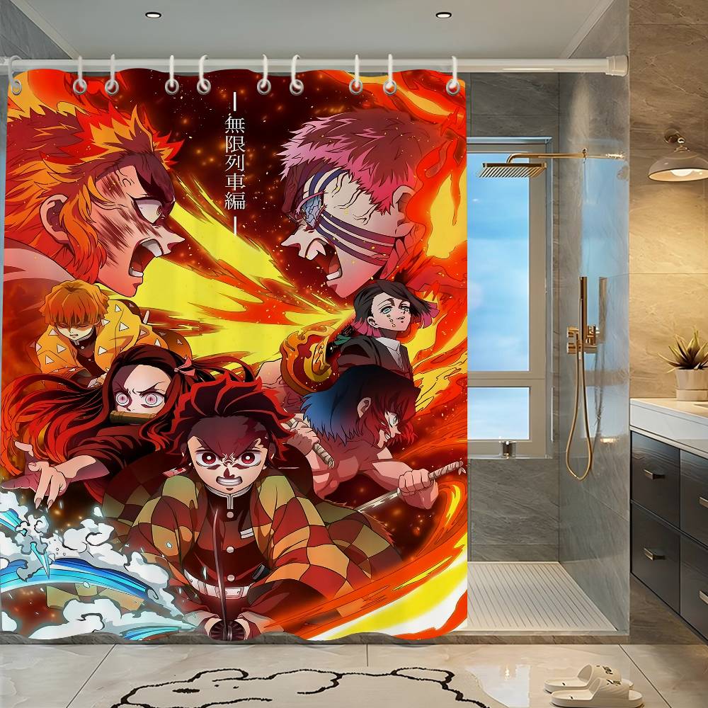 Anime Demon Slayer Shower Curtain - Water-Repellent And Leak-Resistant, Mold And Mildew Resistant For