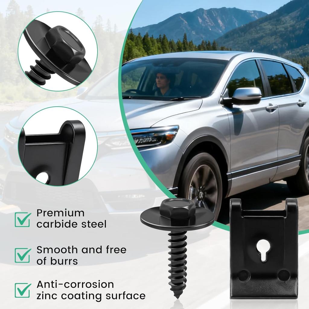 60 Pcs M4.2 Universal Fender Liner Screws and U-Nut Kit, Fender Screws & Automotive Body Screw Clips for Chevrolet Ford Buick Chrysler