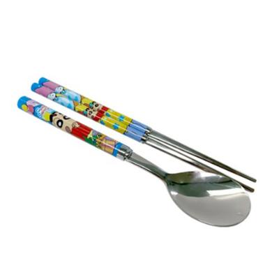 Leburn Crayon Shin-chan Junior Spoon Chopsticks Set, Mixed Colors, Spoon + Chopsticks