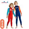 Boys UV Protection Swimwear Long Sleeve Rash Guard One-Piece Swimsuit UPF 50 Quick Dry Nylon Spandex