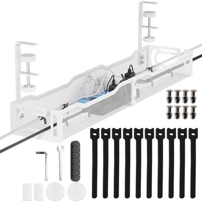 VerkTop Cable Tray, 64cm Wide, for Hiding Cables and Router Storage, Desk Storage, and Organizing Cables. Installs 1-5cm Above the Desk Top, No