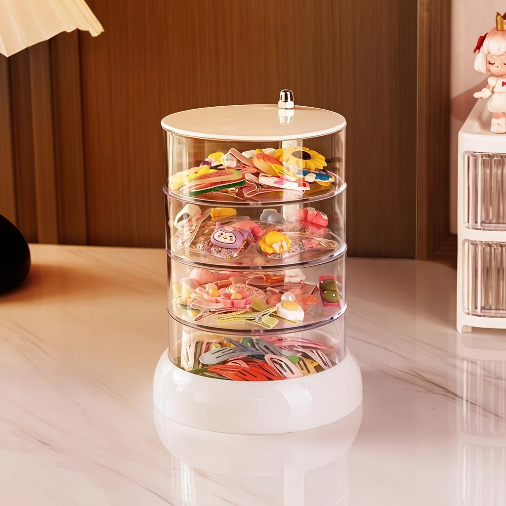 1pc Multi-layer 360 ° Rotating Jewelry and Makeup Organizer, Jewelry Storage Box, Transparent Dressing Table Headband, Hair Accessories Storage Box