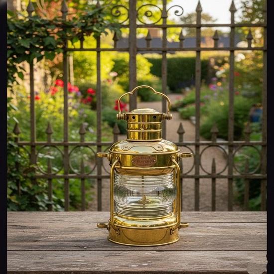 Hanging Ship Oil Lantern Anchor 35.56 Cm Brass Nautical Maritime Light Oil Lamp