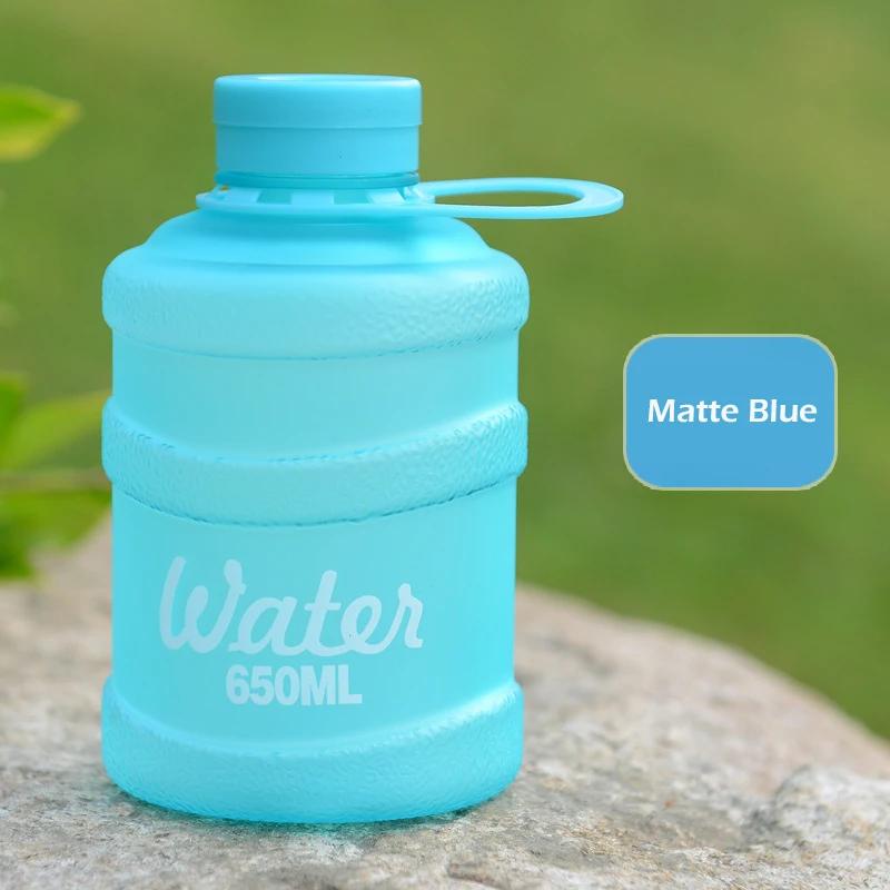 650ML Cute Water Bottle Mini Bucket Plastic Bottle Outdoor Sport Drinking Water Bottles Portable Large Capacity Cup Gym Hiking