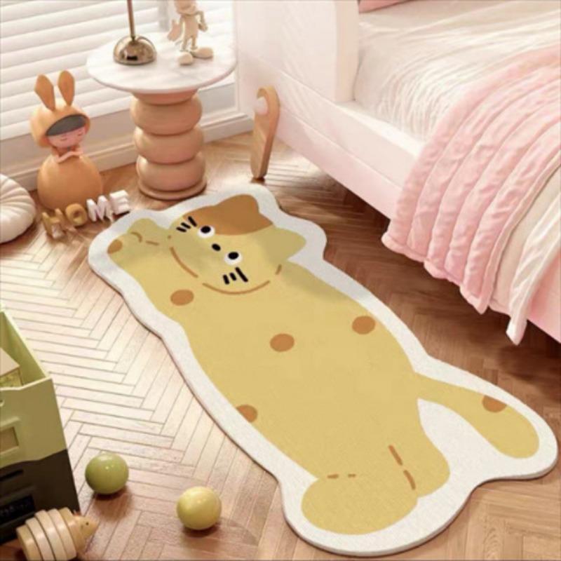 Cute Ins Style Cat Special Shaped Plush Bedroom Carpet Living Room Sofa Blanket Children's Blanket Room Non Slip Bedside Blanket