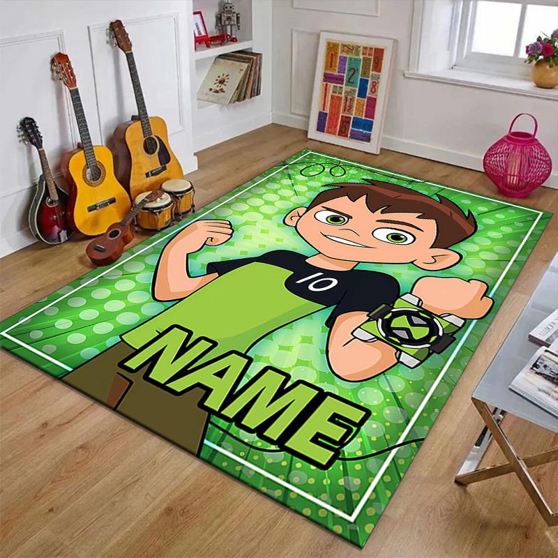 Custom Ben Mat Personalized Name, Polyester Washable Indoor Entryway Rug, Gift for Christmas, Easter, Thanksgiving Day