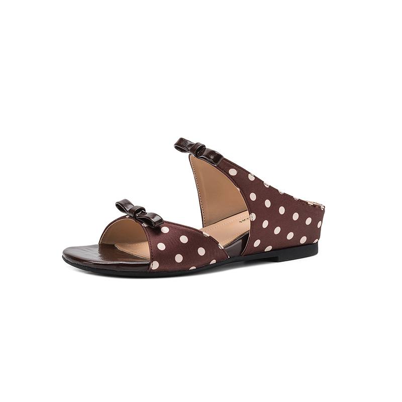 Krazing Pot Microfiber Med Heels Polka Dot European Design Outside Slippers Flip Flop Summer Size 43 Size 42 Women Sandals