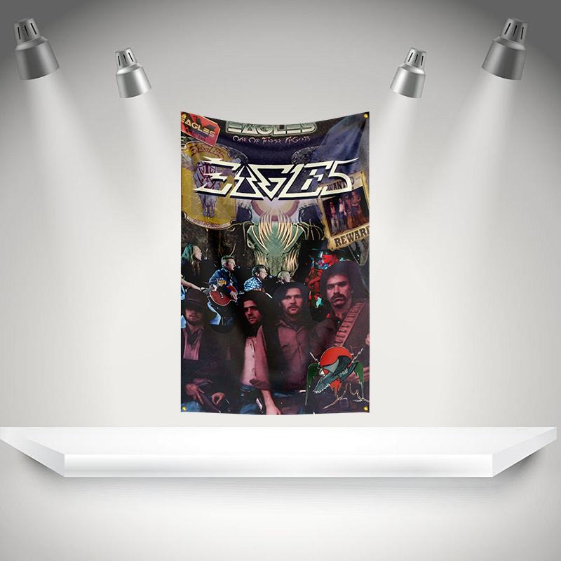 E-eagles Flag Rock Music Band Banner HD Printing Tapestry Exhibition, Music Band Fans, Garage Decor