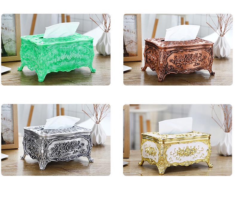 Gold Rim Napkin Tissue Dispenser Box - Creative Desktop Plastic Design