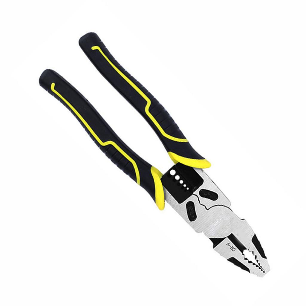 Multi Functional Pliers Effort Saving Cutting Crimping Wire Stripper Pliers Yellow 9in