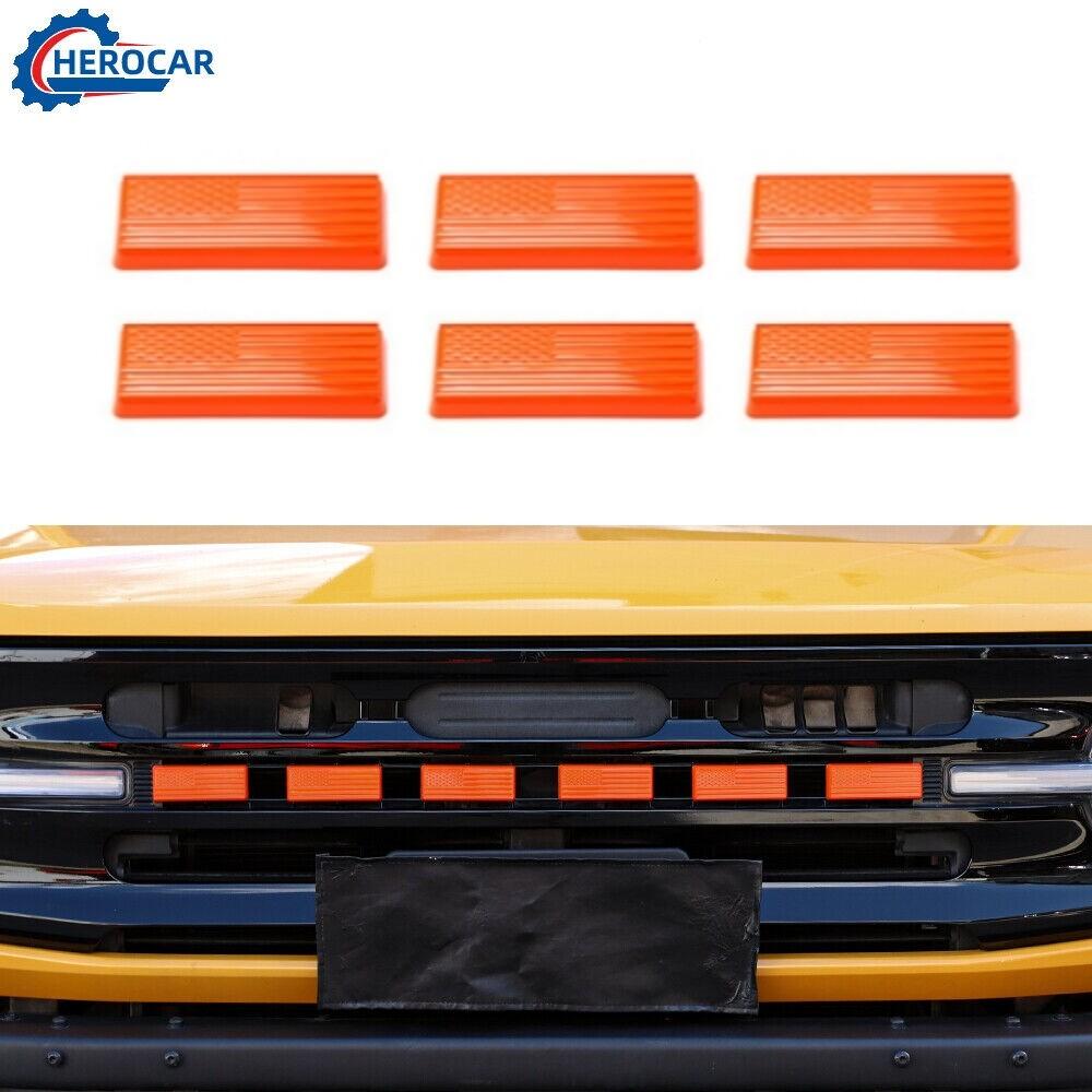 Front Grille Letters Cover Trim Decoration Frame Cap For Ford Bronco 21+ Orange