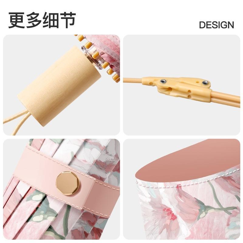 Spot three-fold retro color glue printed 16-bone parasol female weather and rain dual-purpose anti-ultraviolet folding sun umbrella