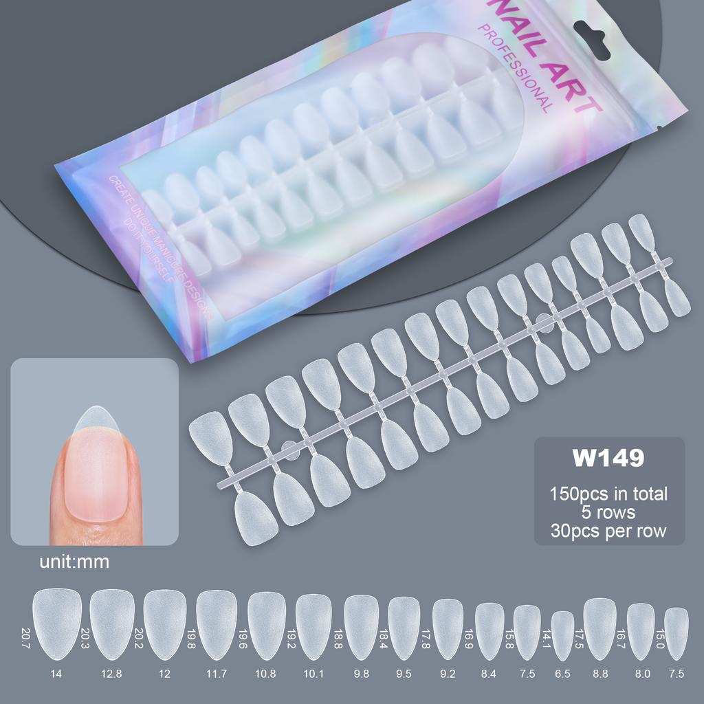150pcs Short Matte False Nails Full Cover Coffin Square Almond Press On False Nails Soft Gel Nail Tips Manicure Extension Tools
