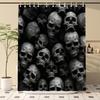 Halloween Skull Theme Shower Curtain Washable Dirt-Resistant Shower Head Waterproof Polyester Bath Curtain For Home Decor