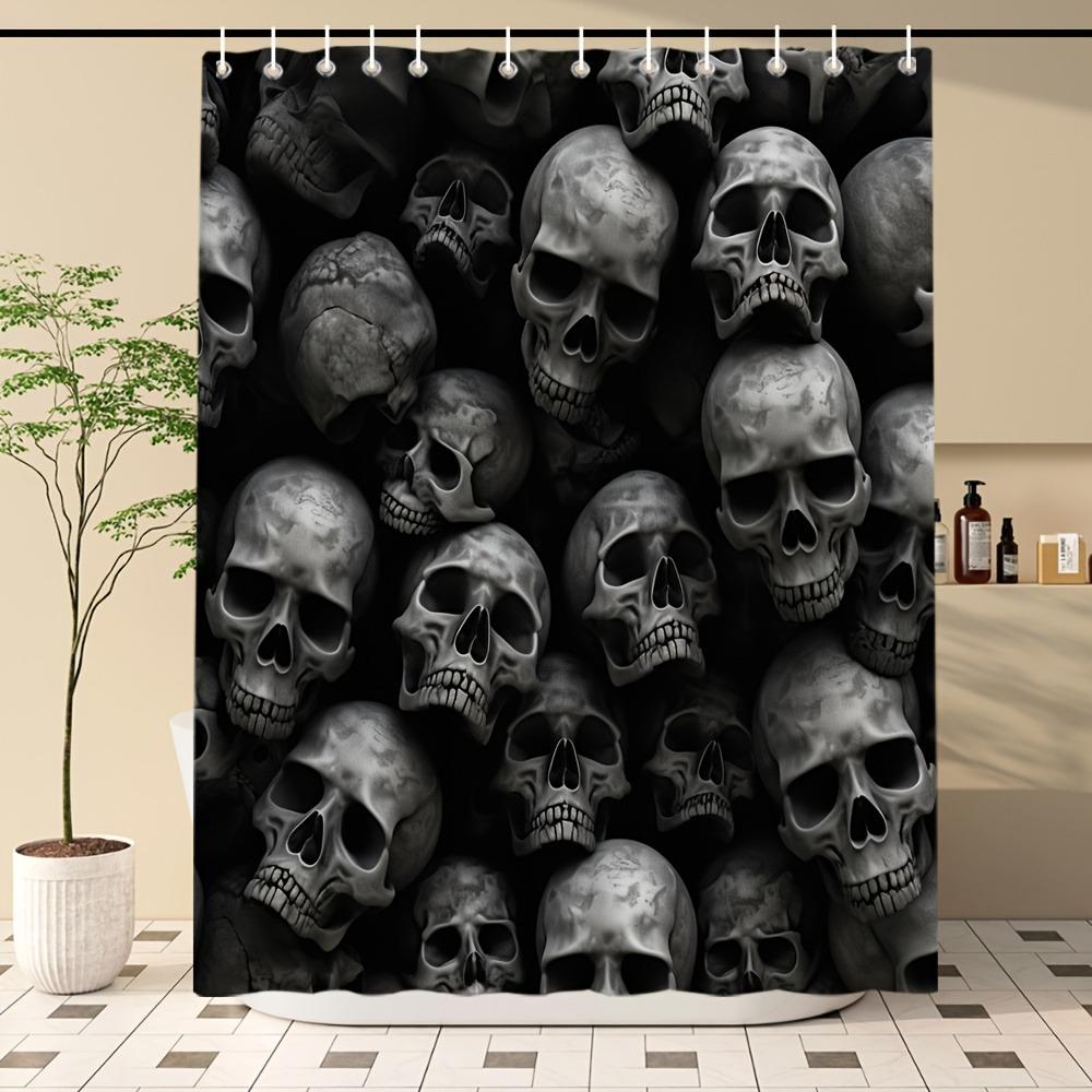

Halloween Skull Theme Shower Curtain Washable Dirt-Resistant Shower Head Waterproof Polyester Bath Curtain For Home Decor W60H190(CM)-1 Pcs