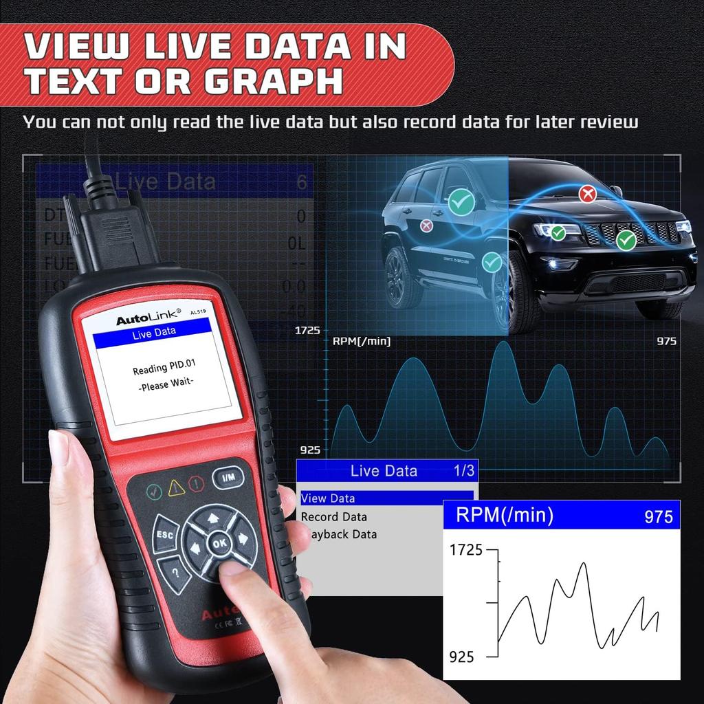 AutoLink AL519 OBD2 Scanner, Enhanced Mode 6 Car Diagnostic Tool, Check Engine Code Reader, CAN Scan Tool