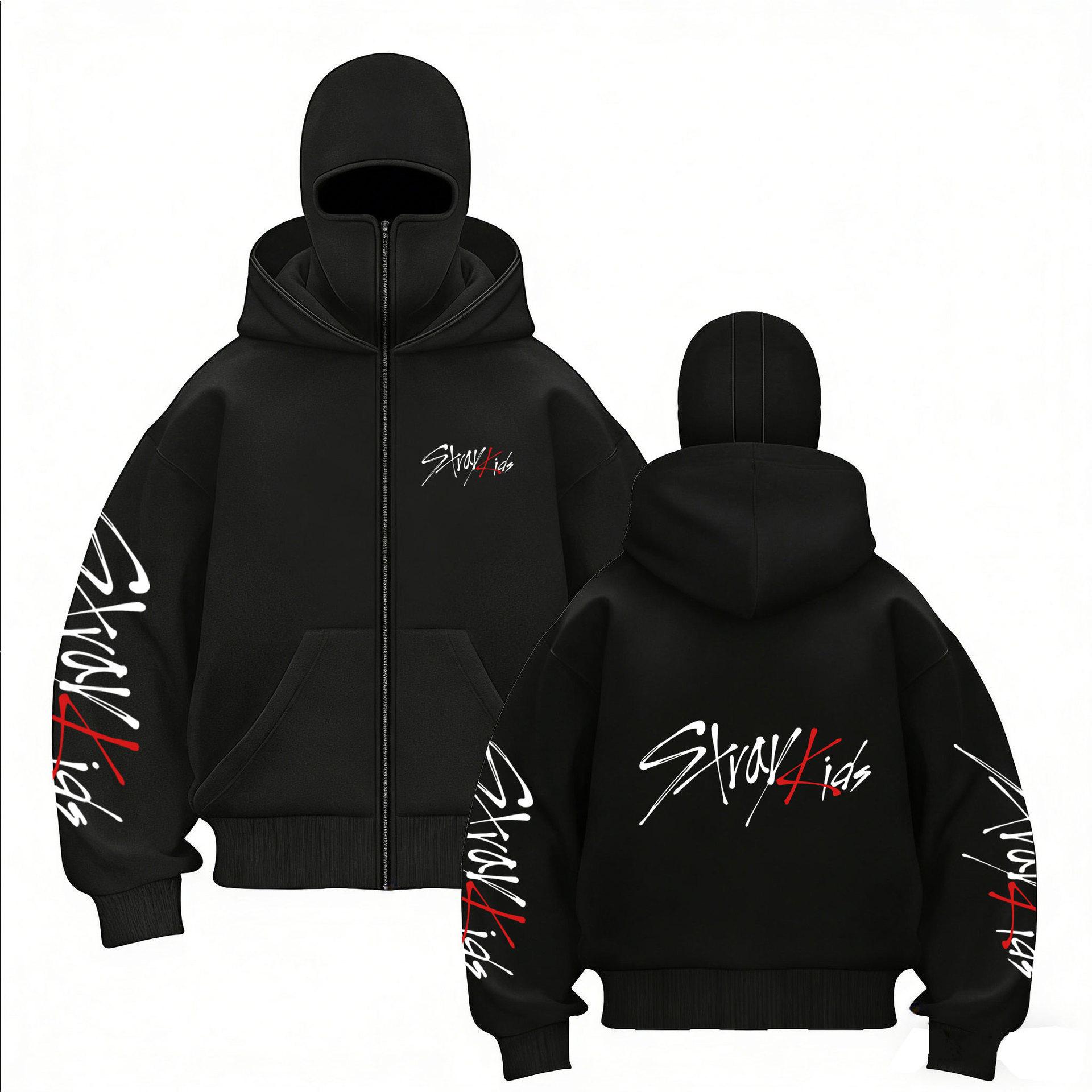 

Світшот на блискавці з принтом-комбінацією StrayKids, Новий, З подвійним капюшоном, Пуловер на блискавці, Чоловіча та жіноча куртка-світшот XXL