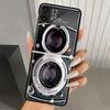 Fashion Classic Camera Lens Hard PC Phone Case For Samsung Galaxy Z Flip 7 6 5 4 3 Black ZFlip7 ZFlip6 Flip5 Flip4 Flip3 5G Prin