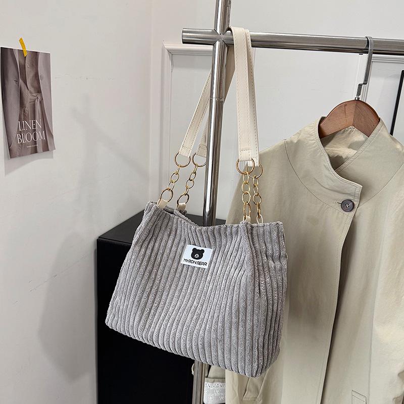 

Women s Large Capacity Corduroy Shoulder Tote Bag for Work and Commute серый