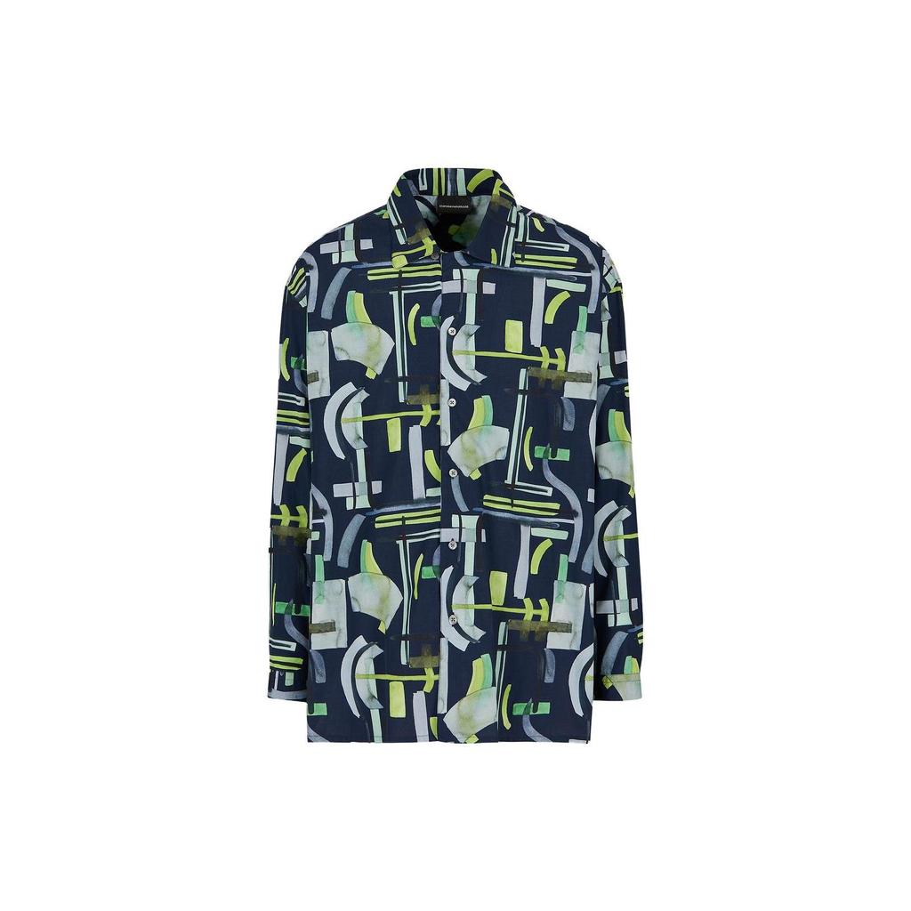 EMPORIO ARMANI Abstract-print Long-sleeved Shirt D41F10-D1206-1918