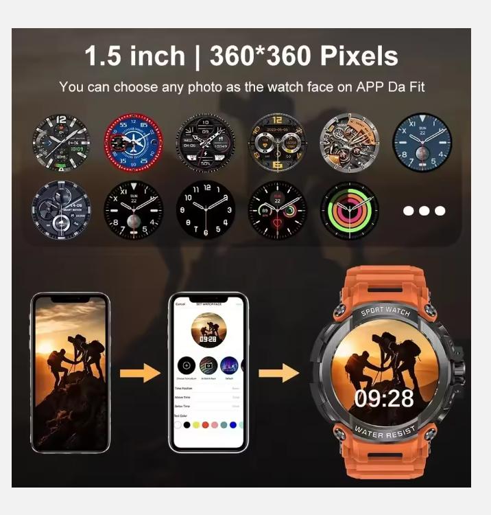 1.5" Bluetooth Call GPS Smart Watch Men 120+ Sports Fitness Tracker Health Monitor Smartwatch for Android IOS 600mAh T90