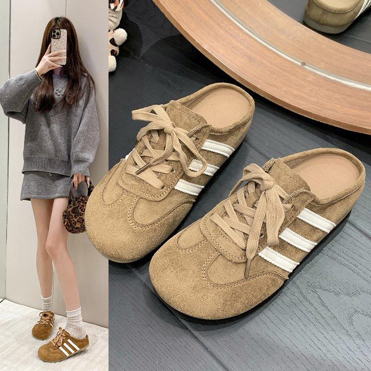 

Baotou half-drag Boken shoes for women s outer wear 2025 autumn new retro German training shoes comfortable thick-soled height-increasing lazy shoes 35 хаки
