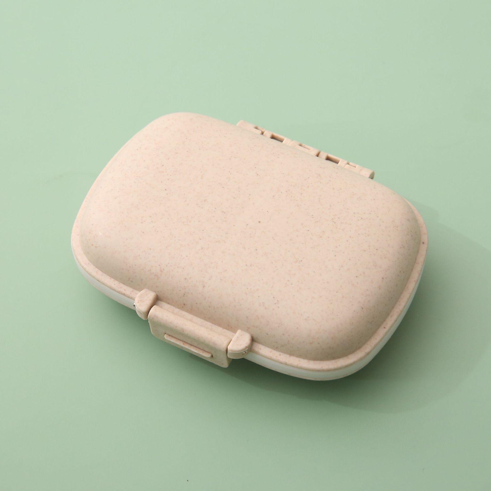 

Portable Travel 8 Grids Pill Box With Seal Medicine Organizer Container Wheat Sealed Tablets Storage Dispenser Box for Medicines хаки