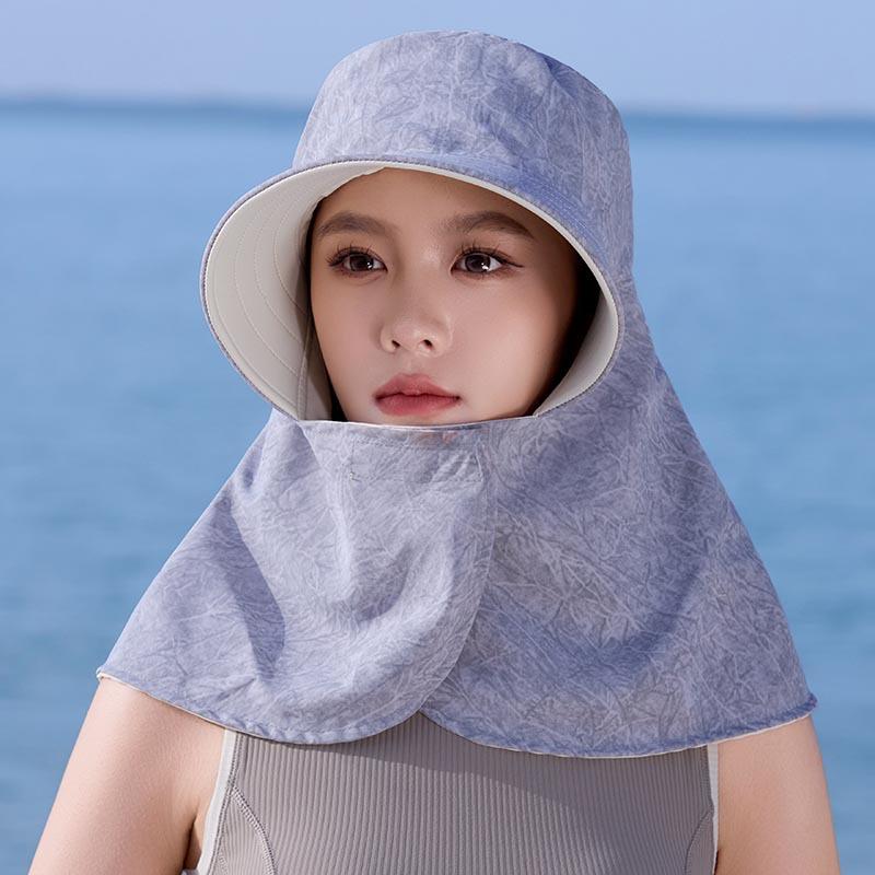 Summer Ice Silk Sun Hat For Women New Neck Protection Integrated Sunshade Hat High Aesthetic Outdoor Cycling Sun Cap