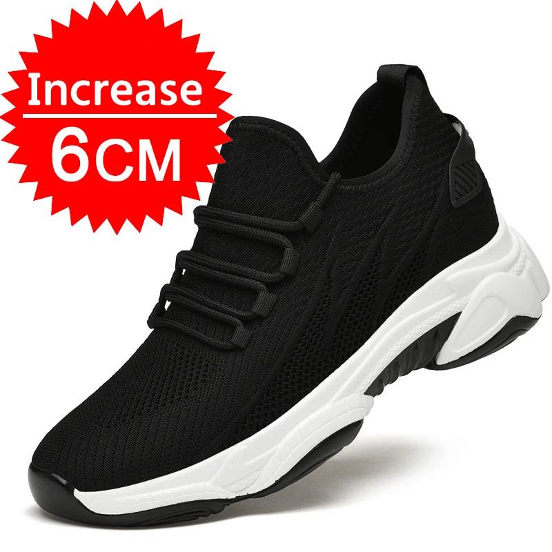 Men Sneakers Elevator Shoes Hidden Heels Breathable Heightening Shoes For Men Increase Insole 6-8-10CM Mens Casual Height Shoes