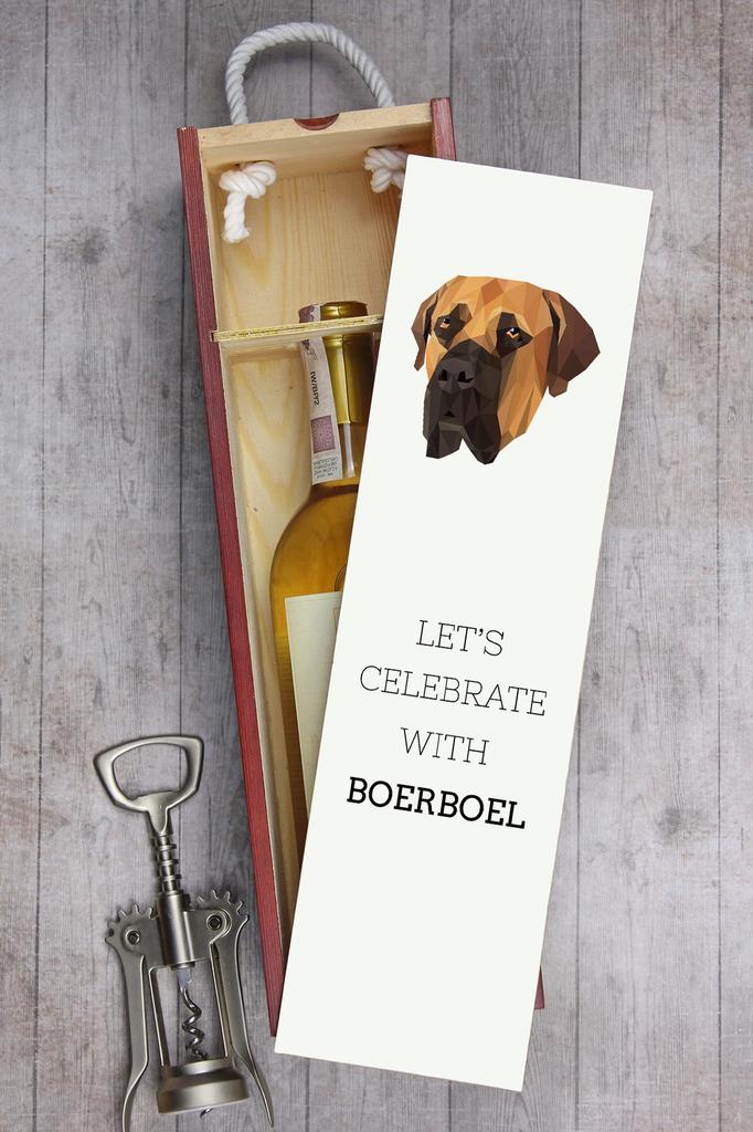 Boerboel, Mastif Południowoafrykański - Geometryczne Pudełko Ze Zdjęciem I Napisem Na Wino Marki Art-Dog