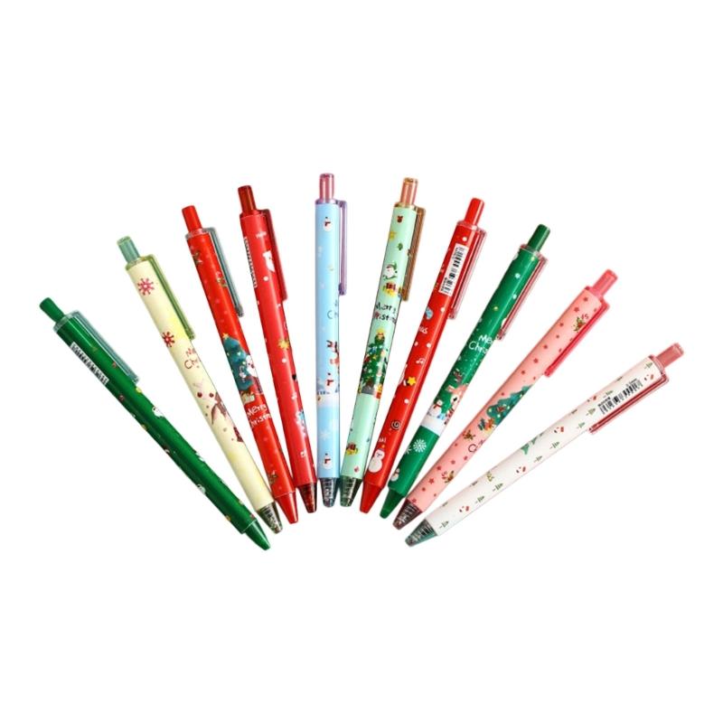 

10Pcs Christmas Gel Pen 0.5mm Tip Quick Dry Retractable Gel Inks Pen for Writing Note Taking Journaling Stocking Fillers 1