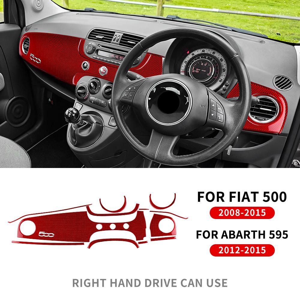 Real Soft Carbon Fiber Sticker For Fiat 500 2008 2009 2010 2011 2012 2013 2014 2015 RHD LHD Car Central Control Trim Accessories