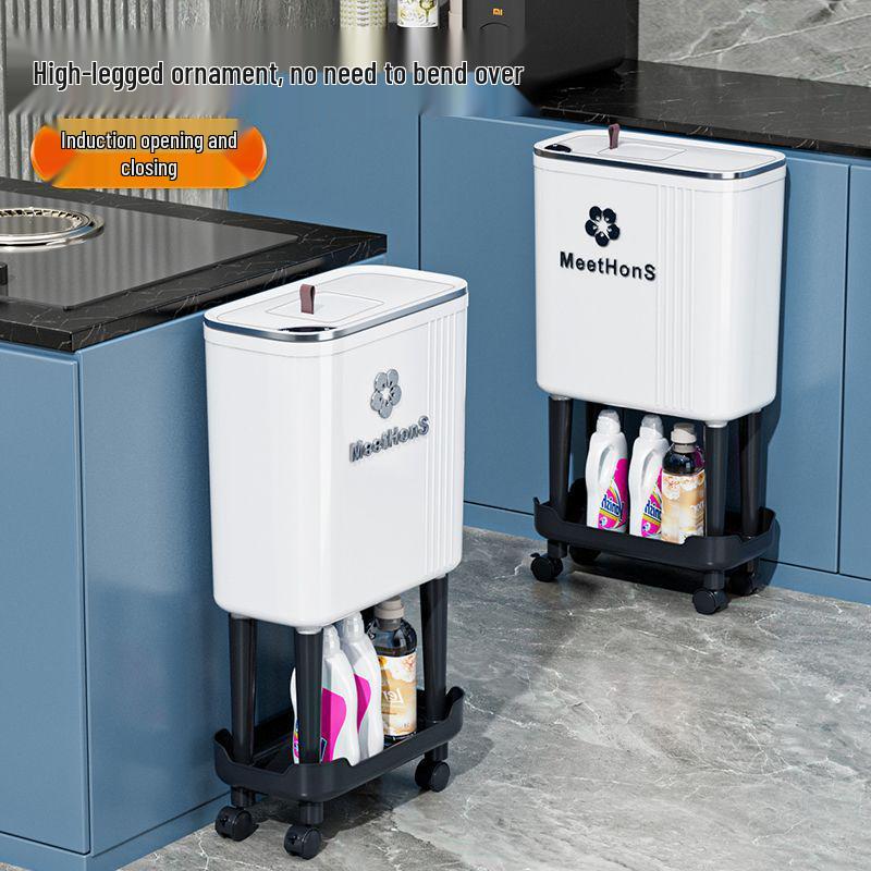Large Smart Sensor Trash Can with Lid for Kitchen, Living Room, Office, and Bathroom - High-Leg Design & Large Capacity