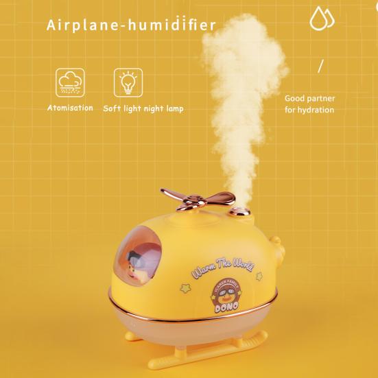Cute Duck Pilot Airplane USB Humidifier 300ml Portable Personal Cool Mist Humidifier with Colorful Night