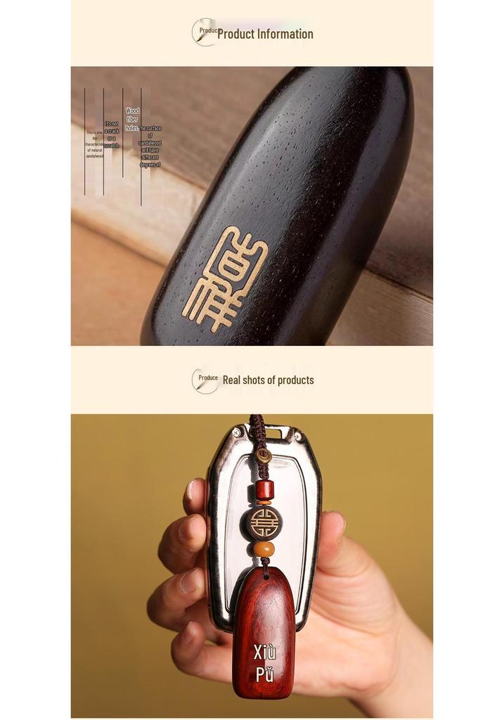 Luxury Handmade Red and Black Sandalwood Keychain: Safe, Auspicious, Unisex, Personalized