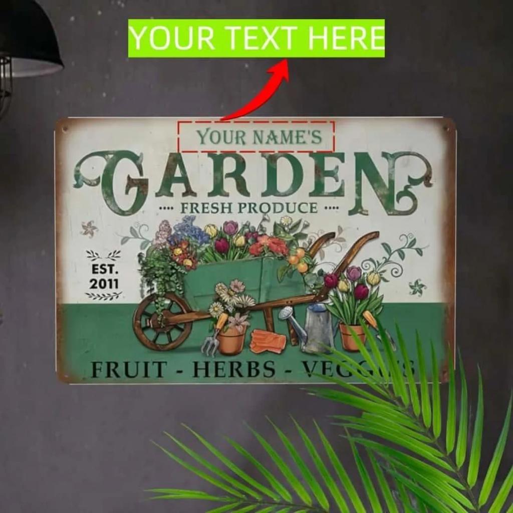 Custom Name Garden Tool Metal Sign Vintage Wall Art Plant Lover Home Yard Decor