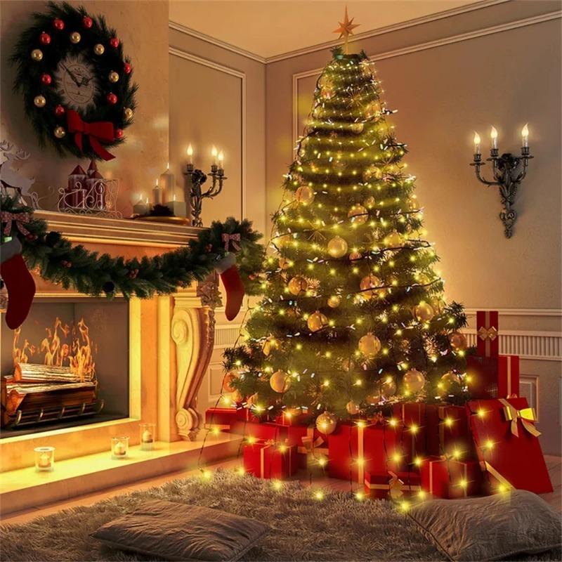 Christmas Tree String Lights with Green Ring Usb Charge Christmas Lights Waterproof String Light for Outdoor Indoor Xmas Decor