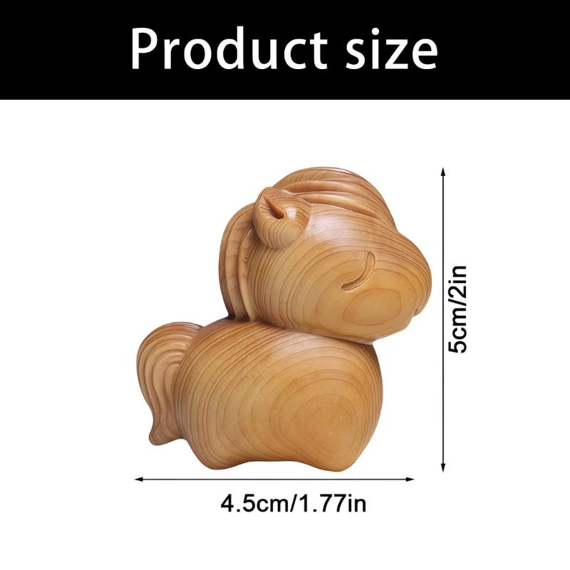 Natural Wood Miniature Horse Statue Artistic Handmade Craft Chinese Zodiacs Animal Figurine Ornament For Bookshelves Display
