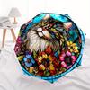 Stained Glass Cat Automatic Folding Umbrella  8 Ribs, Durable Iron Frame, Bright Color Pattern Compact Travel Umbrella, Suitable for Outdoor