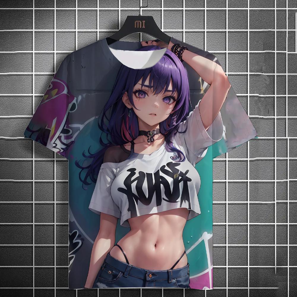 Men's T-Shirts Anime Character Graffiti Tee 3D Sexy Beauty Print Poster Style T Shirt Trend Men/Women Short Sleeve Y2k Tops