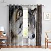 Wolf Under The Starry Sky 3d Printed Curtains For Children's Room, Bedroom, Living Room, Kitchen Curtains 2 Pieces Easy To Wash